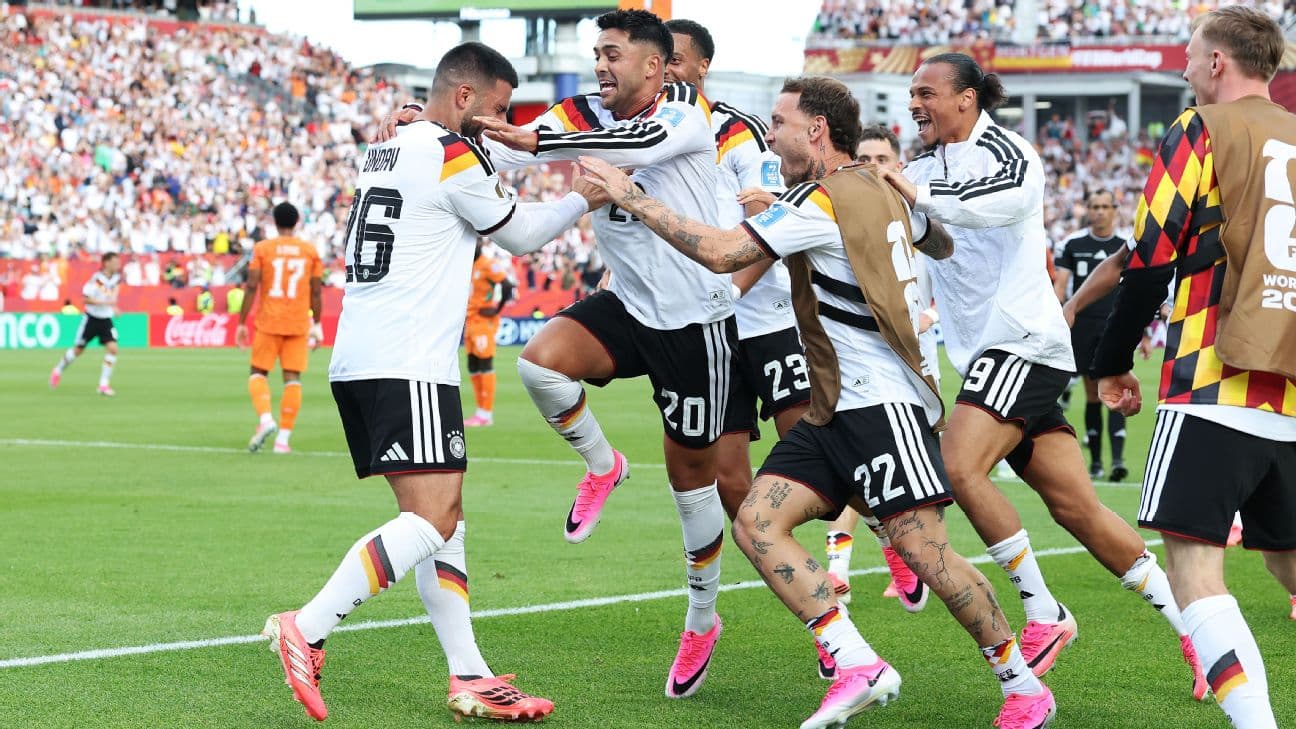 Deniz Undav #26 of Germany celebrates with teammates after scoring his team's second goal [1296x729]