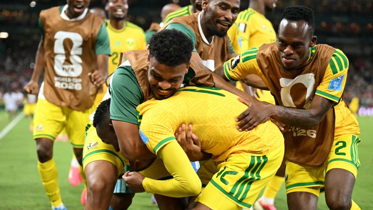 Unbridled joy for South Africa after their win against South Korea.