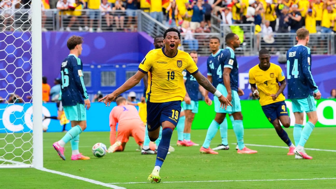 Ecuador's Gonzalo Plata (19) celebrates scoring his side's second goal against Germany photodesk [1296x729]