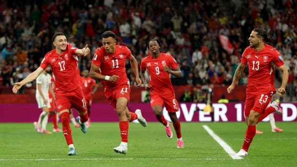 Dan Ndoye celebrates, Switzerland vs Algeria, 2026 FIFA World Cup [608x342]