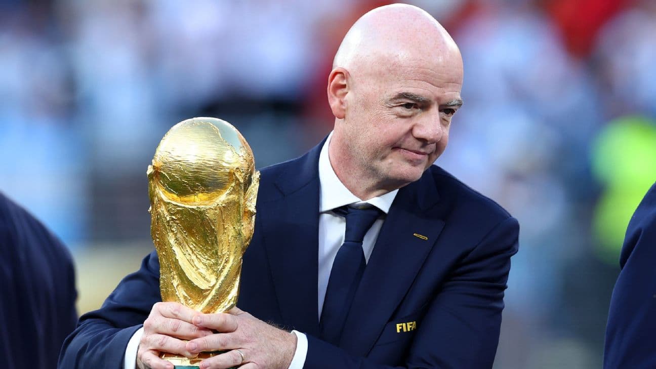 FIFA president Gianni Infantino holds World Cup trophy [1296x729]