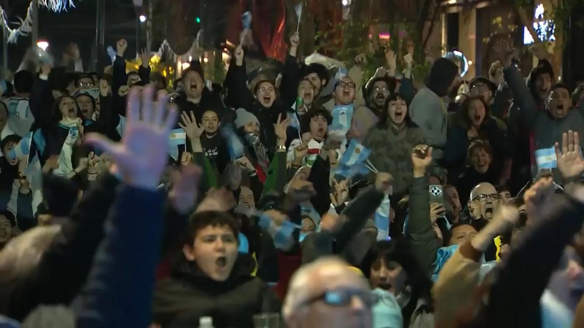 Argentina fans celebrate Messi's hat trick goal vs. Algeria