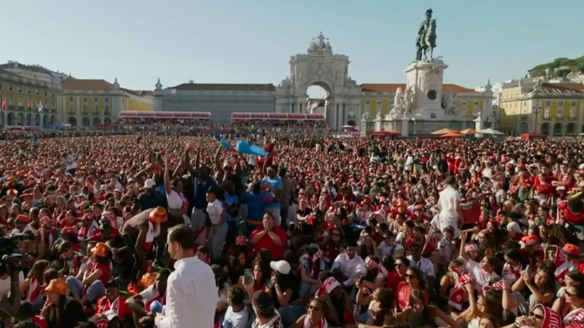 Congo DR fans in Lisbon celebrate surrounded by Portugal supporters