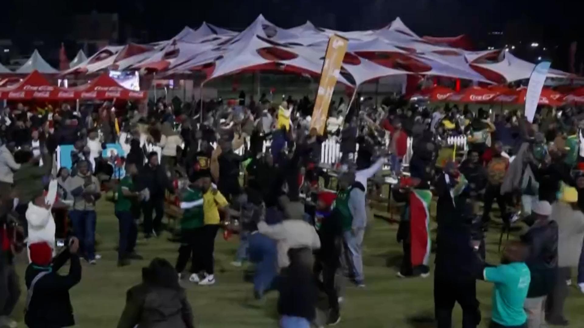 Fans in Johannesburg celebrate South Africa's equalizer vs. Czechia