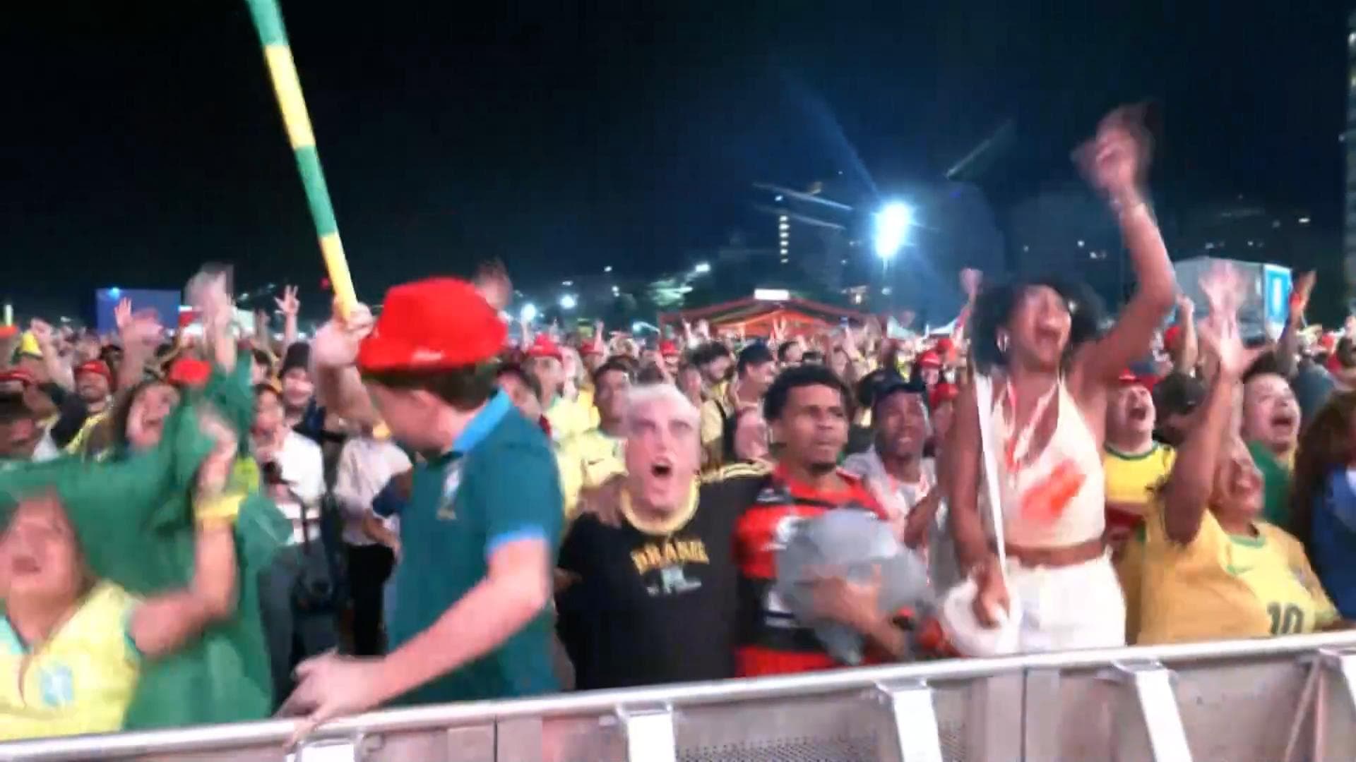 Fans in Rio de Janeiro celebrate Brazil's opener vs. Haiti