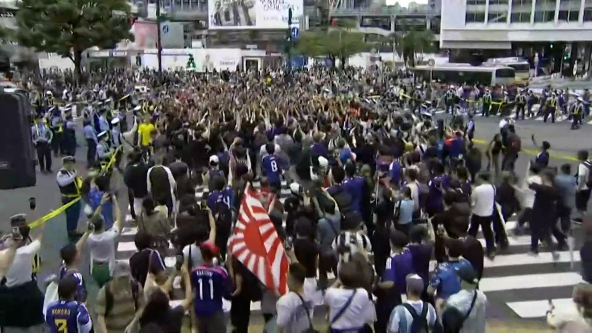 Japan fans take over Tokyo's Shibuya Crossing after reaching knockouts