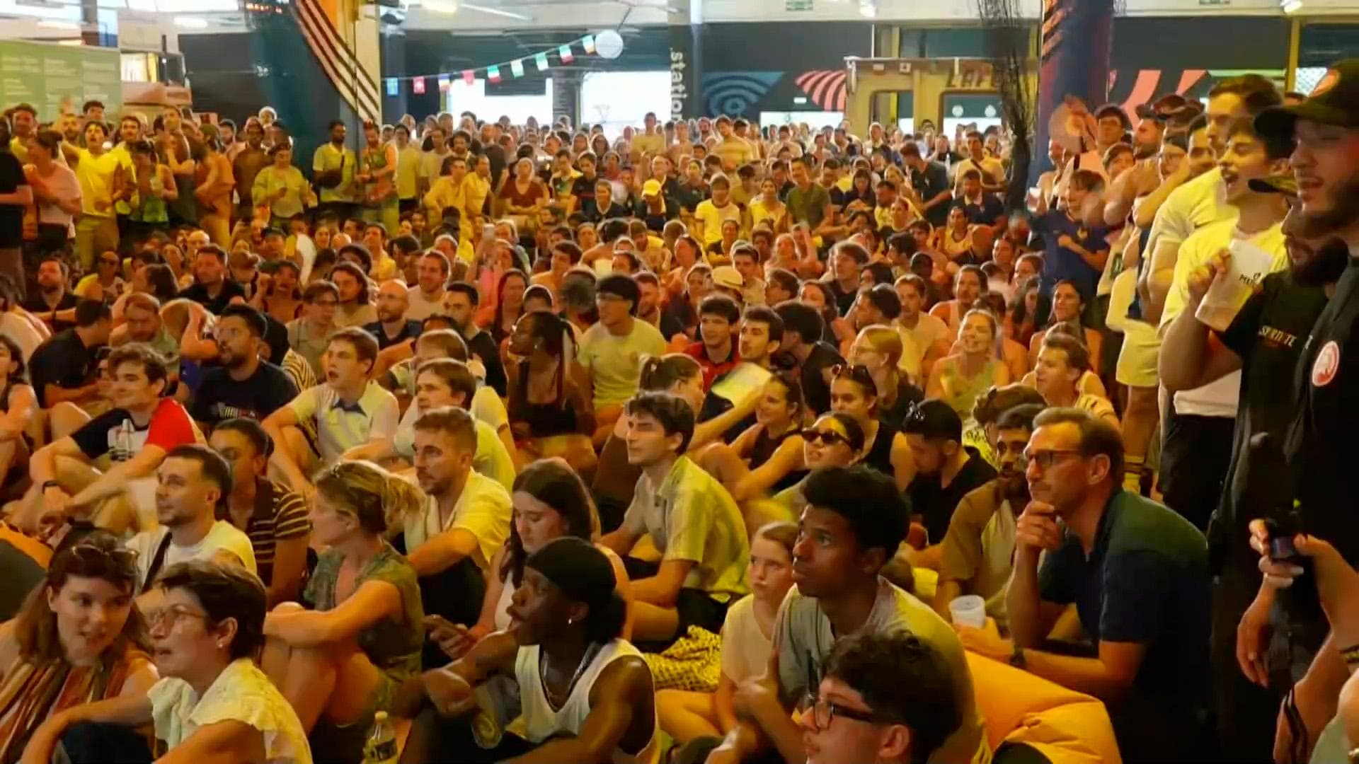 Fans in Paris celebrate as Dembele gives France the lead against Norway