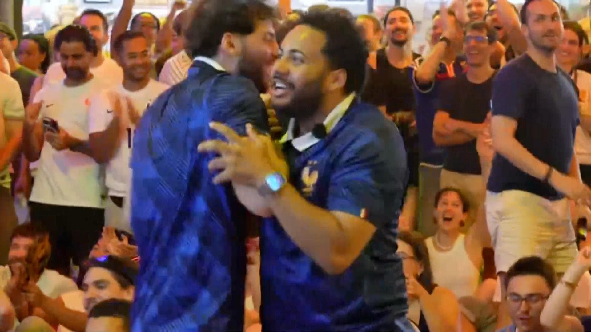French fans in Paris celebrate as Dembélé hits hat trick in 32 minutes
