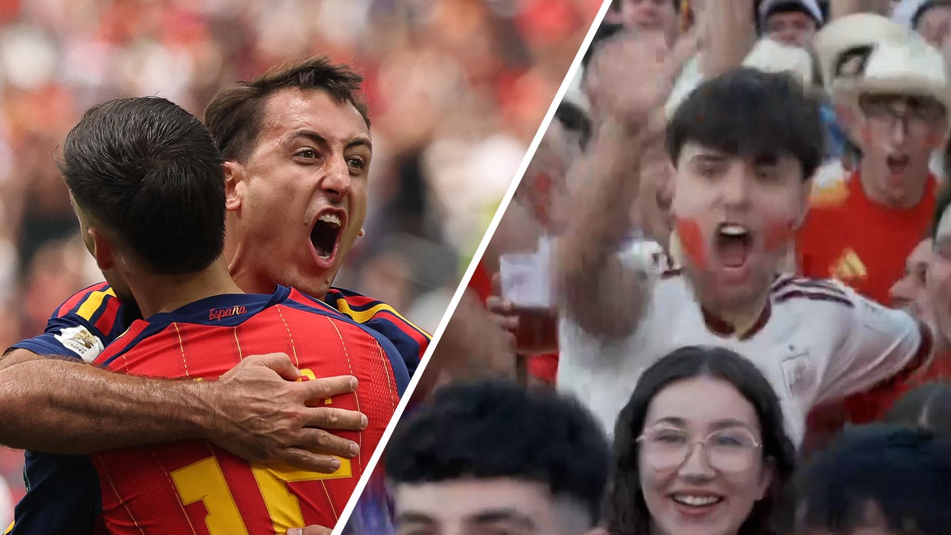 Fans in Madrid celebrate Spain's opening goal vs. Austria