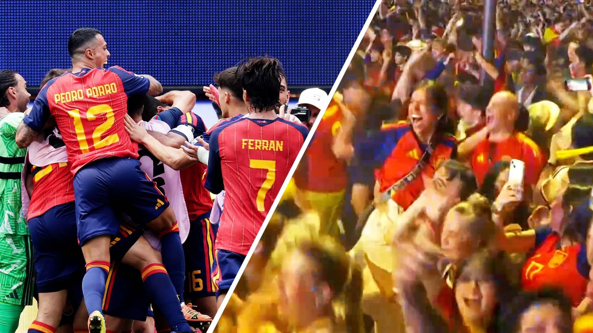 Wild scenes in Madrid as Merino scores winner for Spain vs. Belgium
