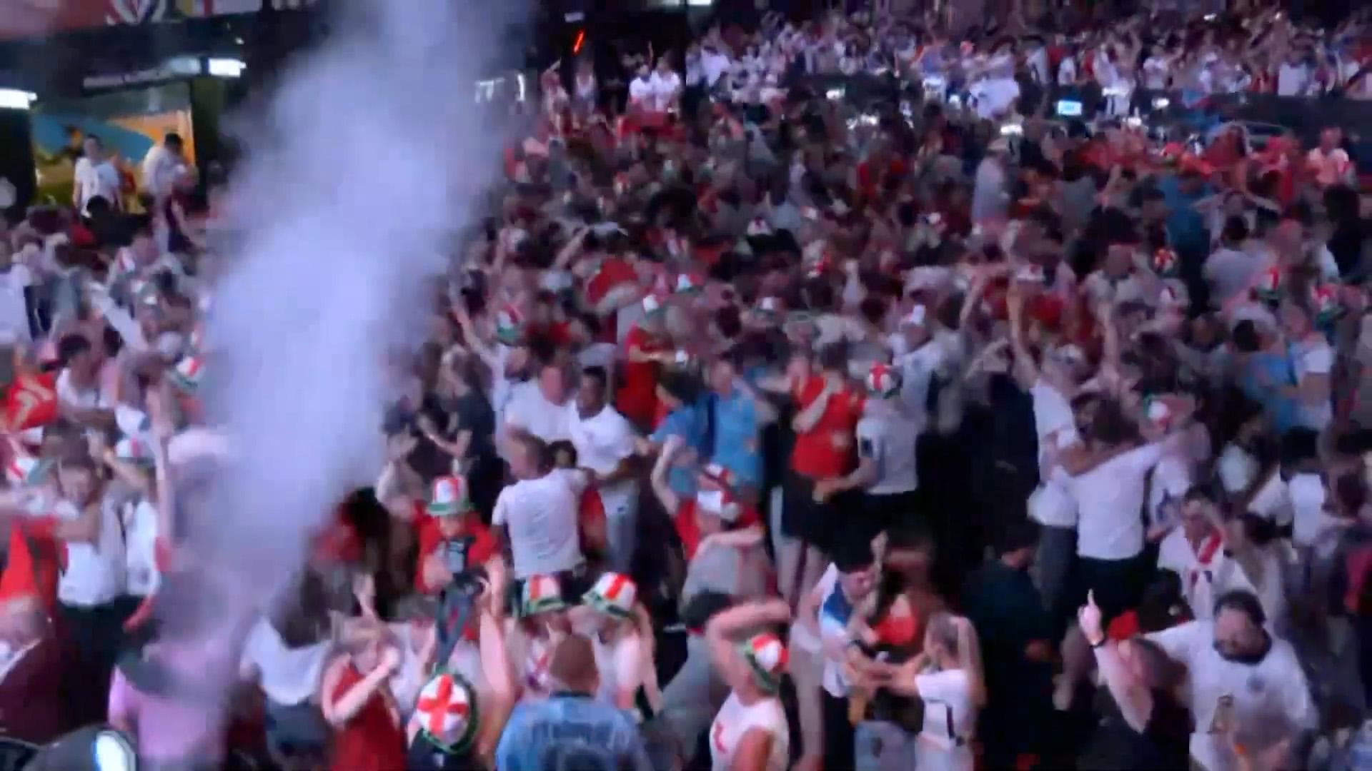 Fans in London go wild as Jude Bellingham equalises for England