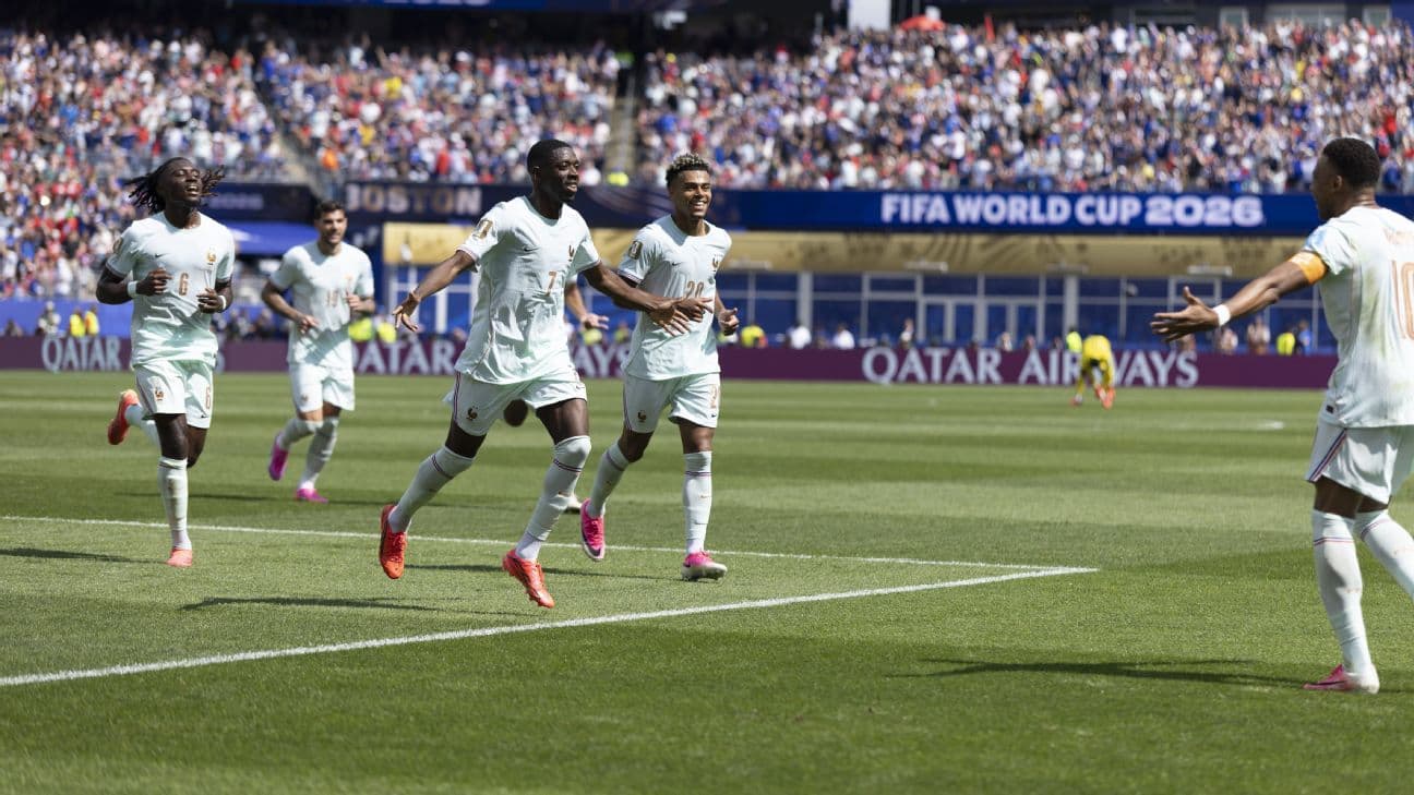Ousmane Dembélé helped himself to a hat trick as France booked their place in the knockouts as group winners.